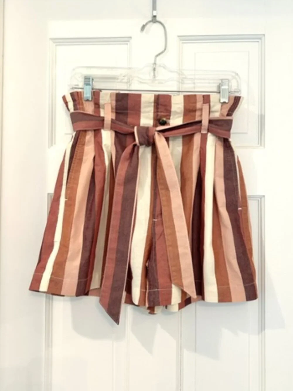 Madewell Paperbag Waist Striped Linen Blend Shorts – NWOT – Size 0